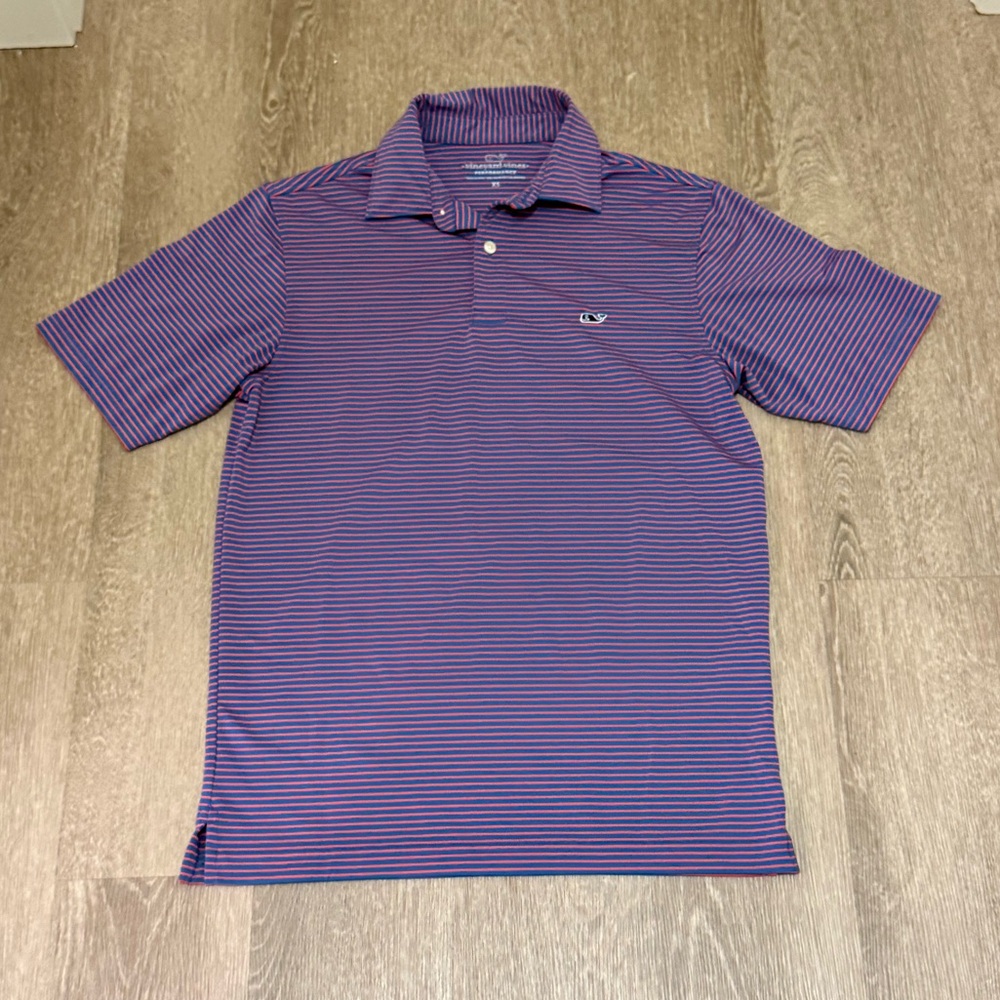 Vineyard Vines Men's Purple Striped Polo Shirt